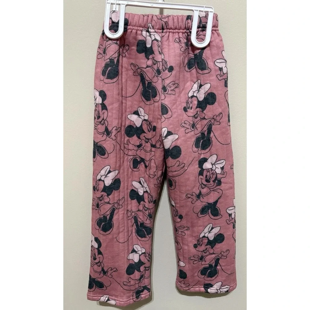 Disney Minnie Mouse Kate Mack 2 Pair Pink Joggers Girls Size 5 NWOT Fleece Pants